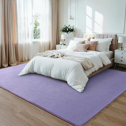 Purple Rugs for Bedroom Living Room, 5x7 ft Lavender Area Rug, Washable Memory Foam Indoor Carpet, Modern Aesthetic Minimalist Non-Slip Carpets for Boys Girls Adults Home Decor