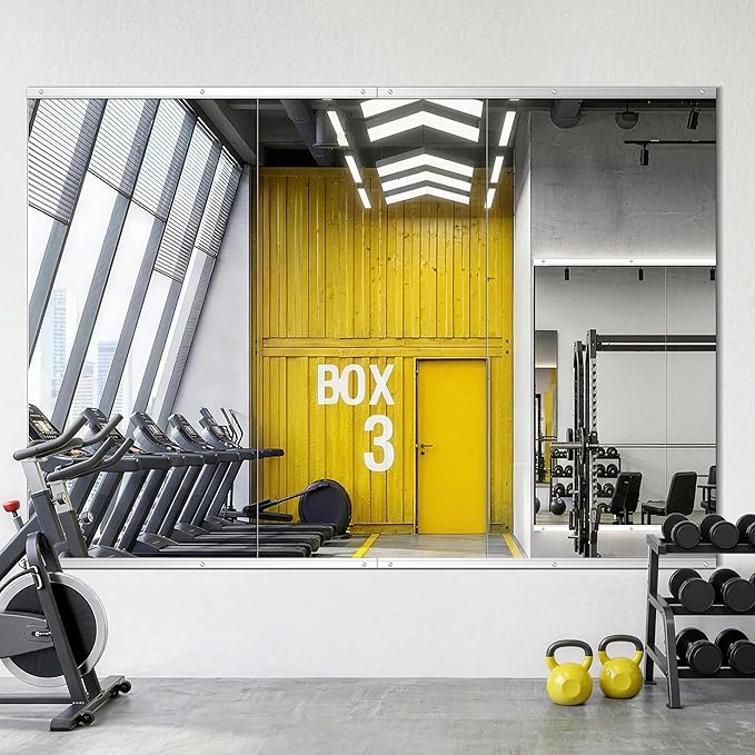 Home Gym Mirror for Wall, 50"x25"-3 PCS Full Length Workout Mirrors, Tempered Glass, HD Reflection, Large Frameless Body Mirror for Home Gym, Garage, Yoga, Dance, Bedroom(Silver)