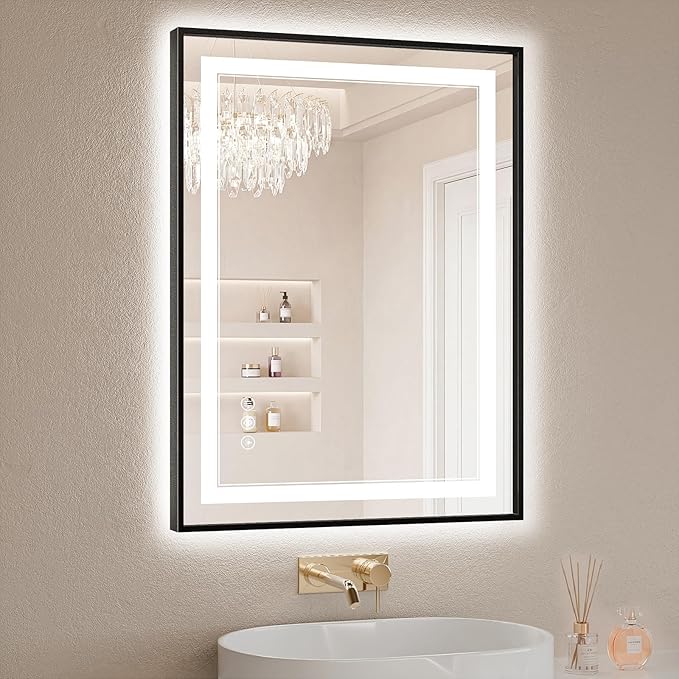 24"x32" LED Bathroom Mirror with Lights, Front & Backlit, Anti-Fog, Dimmable, 3 Color Temperature, CRI 90+, LED Mirror for Bathroom with Premium Full Aluminum Frame, Touch Control with Memory