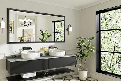 Briivue 72x36 Inch Black Bathroom Mirror for Wall, Thick Metal Framed Rectangle Mirrors for Over Sink, Bedroom, Living Room, Entryway, Anti-Rust, HD Tempered Glass