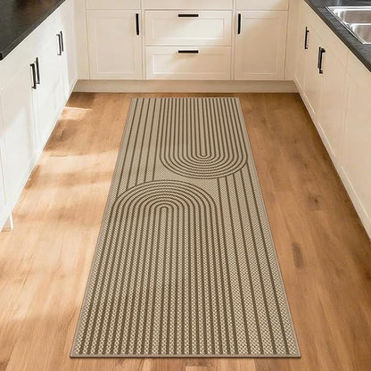 Easy Jute Hallway Runner Rug, 2' x 6' Kitchen Runner, Brown Farmhouse Ultra-Thin Washable Non-Slip Carpet Runner for Laundry, Bedroom, Backyard, Outdoor, Home Decor