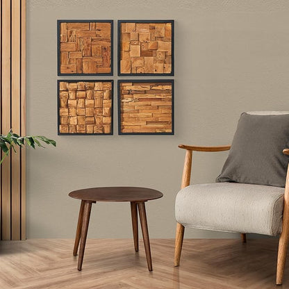 Greenage Reclaimed Teak Wood Wall Decor 17"x17" Farmhouse Branch Pattern Square Wall Art Rustic Wooden Wall Hanging Decoration Frame Wall Panel Shape for Home Living Room Bedroom
