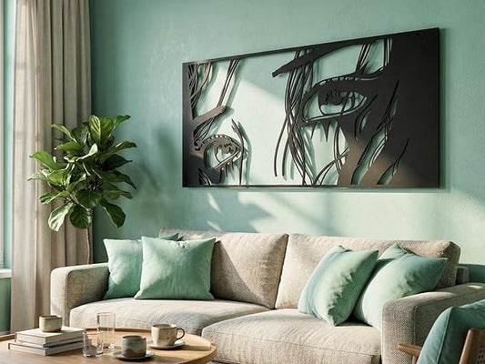 Vailla Wall Art Decor Minimalist Abstract Woman Eyes Wall Decoration Wooden Modern 3D Sculptures Line Drawing Art Decor Female Wall Hanging for Bedroom Kitchen Bathroom Living Room