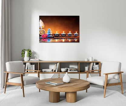 Zen Wall Art Decor Breathe Canvas Art Picture Candles Relaxing Peaceful Poster Prints for Zen Spa Room Artwork Living Room Bedroom (20.00" x 30.00")