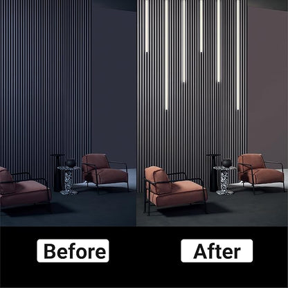 HAMRVL LED Recessed Lighting, Dimmable Self-Adhesive LED Strip Lights for Wood Slat Wall Panels, 6 PCS Warm White 3000k Wall Panel Lights, Wall LED Lights for Acoustic Panels,Headboard,Stair,Cabinets