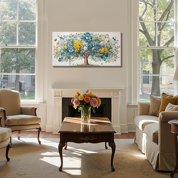 imjiayu Large Wall Art, Tree of Life Wall Art, Abstract Art Wall Decor, Nature Spiritual Tree Canvas Prints, Colorful Modern Paintings Wall Decor Living Room Bedroom Office Hallway Yoga Room 24"x48"