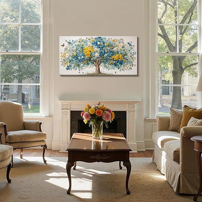 imjiayu Large Wall Art, Tree of Life Wall Art, Abstract Art Wall Decor, Nature Spiritual Tree Canvas Prints, Colorful Modern Paintings Wall Decor Living Room Bedroom Office Hallway Yoga Room 24"x48"