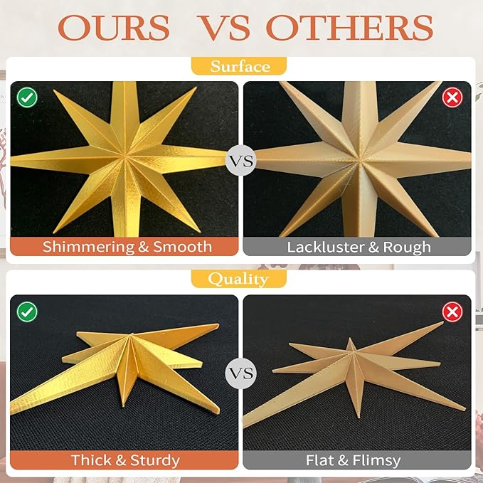 MidModArt 16PCS Mid Century Modern 3D Star Wall Art Gold Retro Starburst Sculptures Vintage Celestial Home Decor, Gold Starburst-Combo