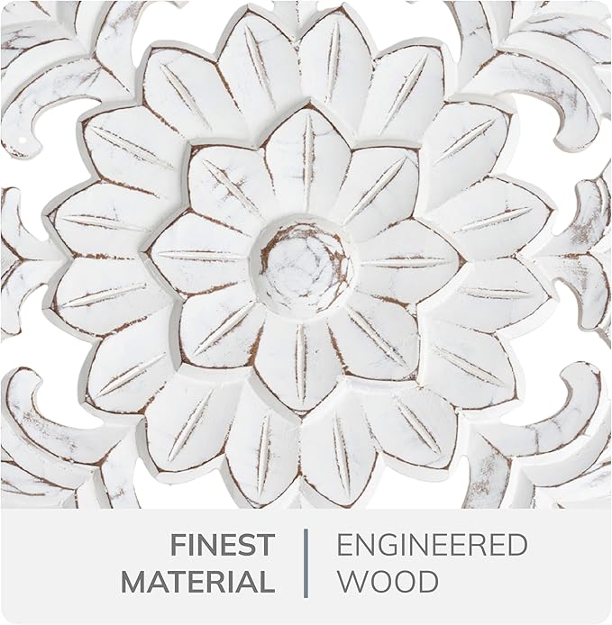 JFY Designs Wall Medallion - Wooden Wall Decor, Hand Carved & Embossed Decorative Wall Sculpture, Boho Farmhouse Wall Art, Perfect for Home, Office or any Living Space