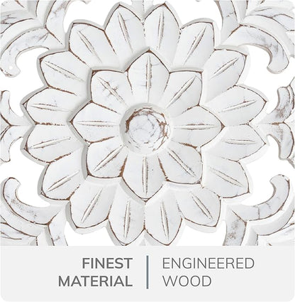 JFY Designs Wall Medallion - Wooden Wall Decor, Hand Carved & Embossed Decorative Wall Sculpture, Boho Farmhouse Wall Art, Perfect for Home, Office or any Living Space