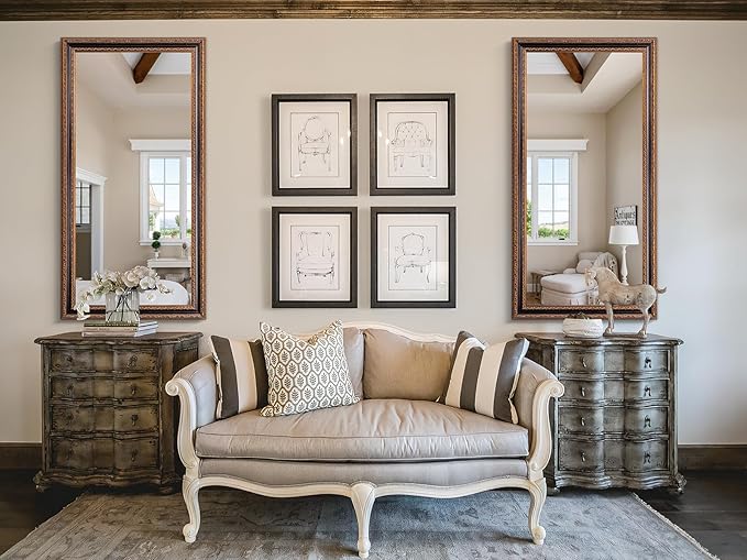 Large Decorative Mirror for Living Room, 53.5" X 30", Vintage Ornate Carvings Wood Frame, Big Vanity Rectangular Mirror for Bedroom, Dining Room, Fireplace and Bathroom