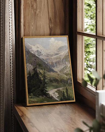 InSimSea Framed Canvas Wall Art Vintage Decor, Mountain Pictures Living Room Decor Aesthetic, Bedroom Bathroom Summer Landscape Wall Pictures, 12"x16"