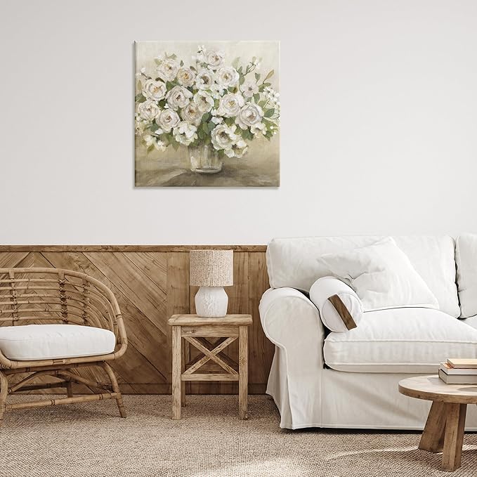 Stupell Industries 'Round Roses with Green Leaves', Canvas Art, 30 x 30 Inches, Easy to Hang and Sturdy, Made in USA, by Carol Robinson