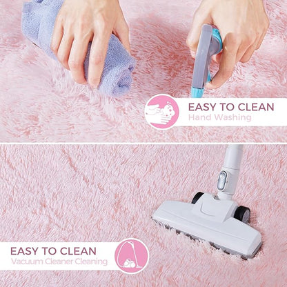 Ultra Soft Rug for Living Room, 4X6 Fluffy Shag Area Rug for Bedroom, Modern Shaggy Carpets Fuzzy Rug for Teens Dorm Nursery Home Decor Aesthetic, Upgrade Anti-Skid Durable, Pink