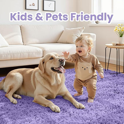 5x7 Area Rugs for Living Room Rug: Soft Fluffy Shag Purple Rugs for Bedroom, Non-Slip Large Fuzzy Plush Rug Indoor Floor Carpet for Nursery Kids Boys Girls Room, Dorms, Playroom, Modern Home Decor