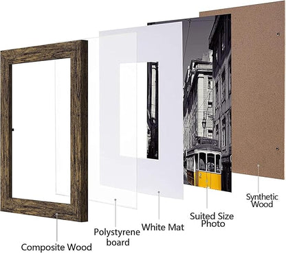 eletecpro 5x7 Picture Frames Set of 10, Picture Frame Collage Wall Decor Display 4x6 Photo with Mat or 5x7 without Mat, Home Decor Gallery Frame for Table Top or Wall Mounting, Multicolor