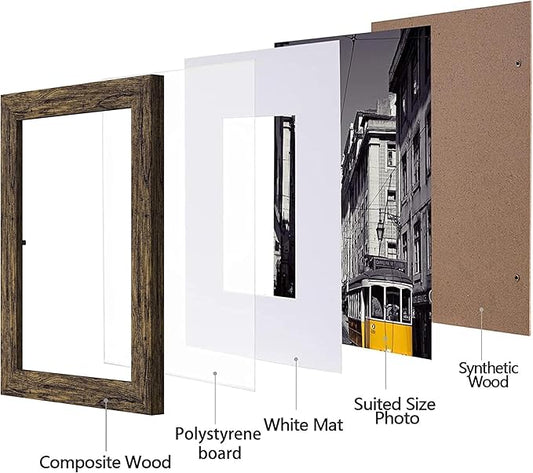 eletecpro 5x7 Picture Frames Set of 10, Picture Frame Collage Wall Decor Display 4x6 Photo with Mat or 5x7 without Mat, Home Decor Gallery Frame for Table Top or Wall Mounting, Multicolor