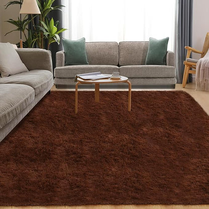 Puremy Luxury 4x6 Area Rug, Ultra Soft Rugs for Living Room, Plush Carpet Rugs for Bedroom, Non-Slip Indoor Rug for Nursery, Study Room, Playroom, Home Decor, Brown