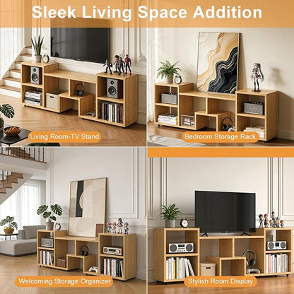 Lightdot 65 inch TV Stand, Modern Entertainment Center with Storage Open Shelf Large Capacity for Collection, Media TV Table Consoles for Living Room/Bedroom/Sofa Cabinet, Easy Assembly - Walnut