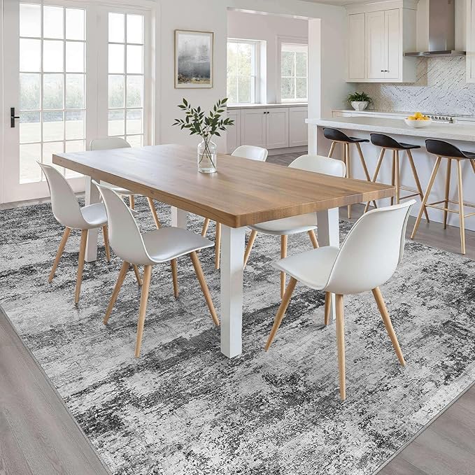 5x7 Area Rugs Living Room: Washable Large Abstract Neutral Modern Soft Rug Stain Resistant Indoor Floor Non-Slip Accent Carpet for Bedroom Nursery Playroom Dining Room Office Dorm Home House Decor