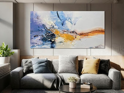 Ardemy Abstract Wall Art Modern Canvas Painting Living Room, Textured Bedroom Picture Artwork Framed, Wall Art for Mens Room Kitchen Dining Room Home Office Wall Decor, Large 48"x24"