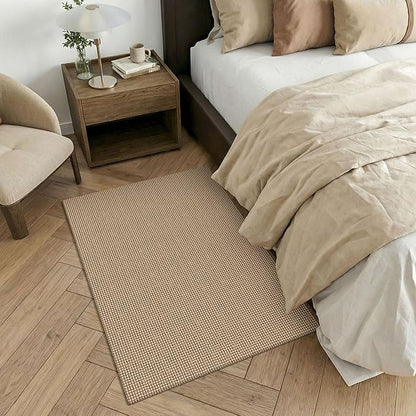KOZYFLY Washable 3x4 Woven Entry Area Rug, Braided Throw Rugs for Entryway, Non Slip Door Mat Indoor Outdoor Entrance, Front Porch Foyer Carpet for Kitchen, mudroom, Bathroom, Orange Beige/Tan/Brown