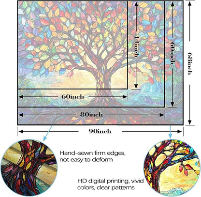 Lunerfex Tree of Life Tapestry Stained Glass Tapestry Wall Decor Tapestries for Bedroom Art Tapestries Wall Hanging for Bedroom Living Room Glass-Tree-01 44"x60"