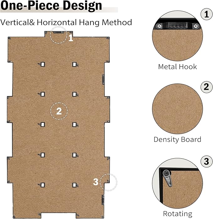 J.M.Deco Collage Picture Frames for Wall Decor, 18-Opening Family Picture Frame Set, One-Piece Photo Frames for Living Room, Bedroom, Gallery, Retro Gold