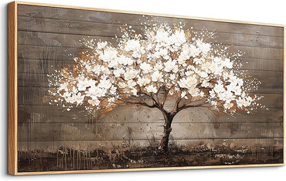 Wapluam Tree Of Life Wall Art,Neutral Abstract Canvas Painting Art Prints,Framed Wall Art,Wall Decor For Living Room,Nature Plant Modern Pictures For Bedroom Bathroom Dining Room Office Artwork 20x40
