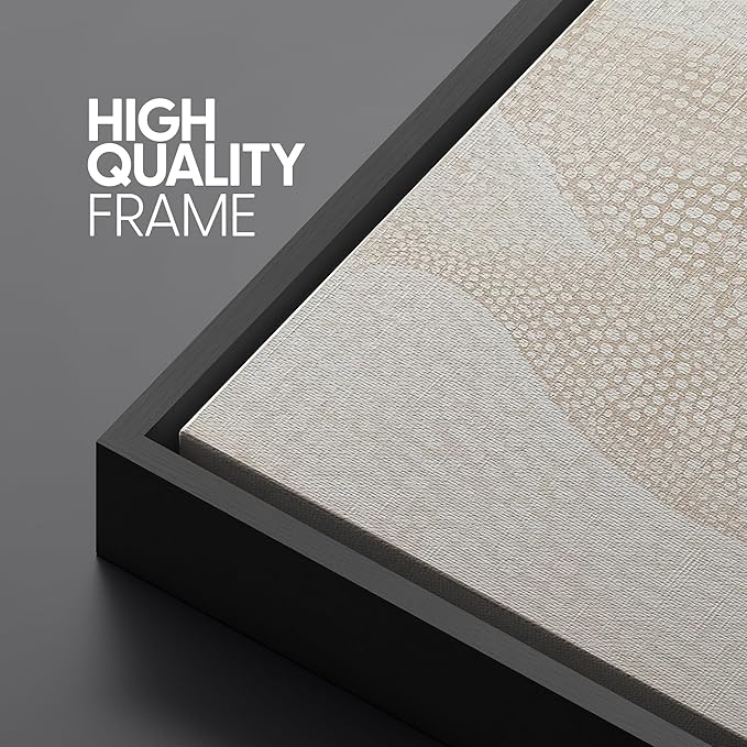 SIGNLEADER Framed Canvas Print Wall Art Set Neutral Beige Tulip Subtle Dot Pattern Illustrations Minimal Decorative Bohemian Nordic for Living Room, Bedroom, Office - 16"x24"x3 BLACK