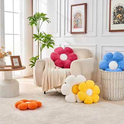 Green Flower Pillow，19.6In Floor Pillow Cushion Flower Shaped Throw Pillow Cute Seating Cushion Home Decorative Pillows for Sofa Couch Bed