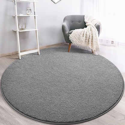 Gifeas Ultra Soft Round Area Rugs for Living Room Bedroom, 4x4 Feet Grey Thickened Memory Foam Modern Indoor Circle Carpets, Non-Slip Comfy Circular Rug for Boys Girls Nursery Room Home Decor