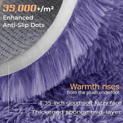 5x7 Area Rug for Living Room: Fluffy Shag Soft Washable Rugs Fuzzy Plush Indoor Carpet for Bedroom Nursery Playroom Dorm Kids Girls Boys Room (Purple, 5'x7')