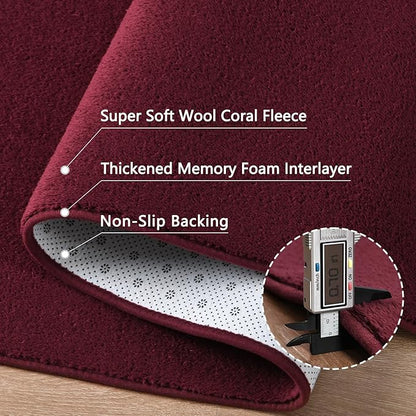 Red Rugs for Bedroom Living Room, 5x7 ft Burgundy Area Rug, Washable Memory Foam Indoor Carpet, Modern Aesthetic Minimalist Non-Slip Carpets for Boys Girls Adults Home Decor