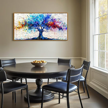 SERIMINO Tree of Life Framed Wall Art Prints, Colorful Tree Abstract Large Artwork, Nature Plant Canvas Art Wall Decor, Modern Graffiti Aesthetic Wall Pictures for Living Room Bedroom Office 24"X48"