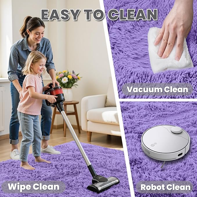 5x7 Area Rugs for Living Room Rug: Soft Fluffy Shag Purple Rugs for Bedroom, Non-Slip Large Fuzzy Plush Rug Indoor Floor Carpet for Nursery Kids Boys Girls Room, Dorms, Playroom, Modern Home Decor