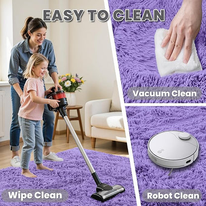 5x7 Area Rugs for Living Room Rug: Soft Fluffy Shag Purple Rugs for Bedroom, Non-Slip Large Fuzzy Plush Rug Indoor Floor Carpet for Nursery Kids Boys Girls Room, Dorms, Playroom, Modern Home Decor