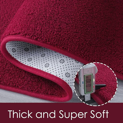 AROGAN Modern Shag Area Rug, 6x9 Feet Washable Bedroom Carpet, Plush Memory Foam Kids Girls Teens Room Low Pile Rug Decor, Wine Red