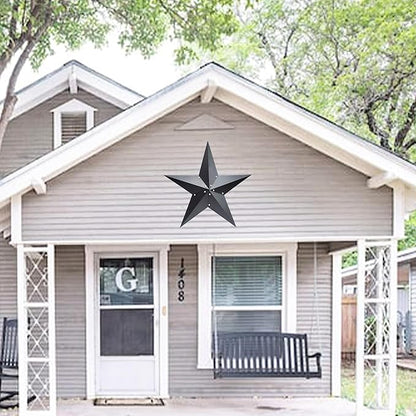 JoyEvy 24" Barn Star-Black Barn Star Outdoor Decoration-Metal Stars for Outside Texas Stars Art Rustic Vintage Western Country Home Farmhouse Primitive House Decor- Primitive Wall Décor