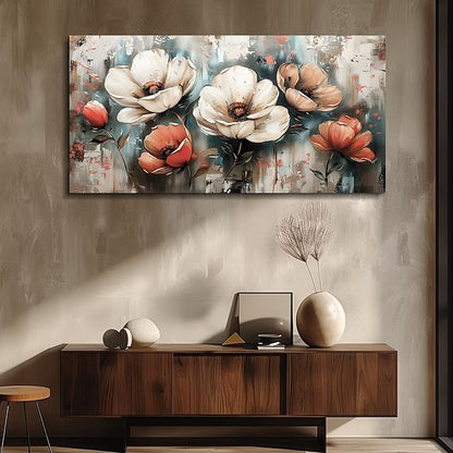 FUHAIHUA Canvas Wall Decor For Bedroom Large Wall Art For Living Room Office Decorations Boho Wall Pictures Flowers Landscape Paintings Artwork Aesthetic Posters Ready To Hang Home Decor 24x48 In