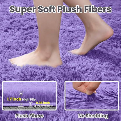 5x7 Area Rugs for Living Room Rug: Soft Fluffy Shag Purple Rugs for Bedroom, Non-Slip Large Fuzzy Plush Rug Indoor Floor Carpet for Nursery Kids Boys Girls Room, Dorms, Playroom, Modern Home Decor