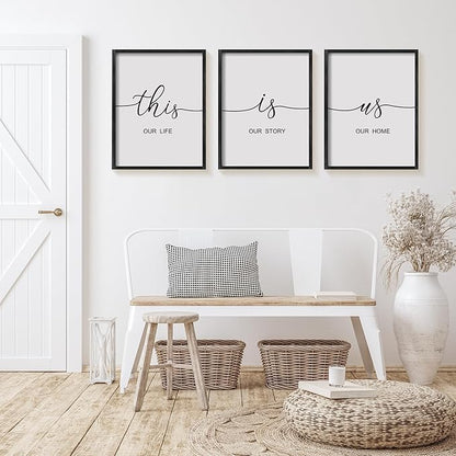 Heiple This is Us Wall Decor 11"x14" Framed Wooden Wall Sign for Home Decor Farmhouse Vintage Rustic Living Room Minimalist Family Wall Art (Black)
