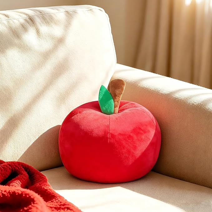 LANPU Cute Apple Shaped Plush Pillow – Soft Fruit Cushion for Couch, Sofa, or Bed, Adorable Decorative Throw Pillow for Room, Living Room & Home Decor (8 Inch, Red)