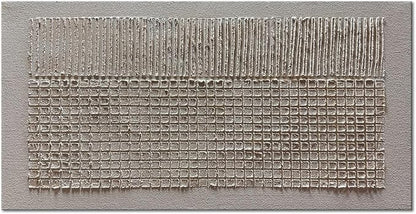Slyart 100% Hand-Painted Beige and White Texture Abstract Wall Art Oil Painting 48x24 inch Contemporary Minimalist Art Home Wall Decoration Painting
