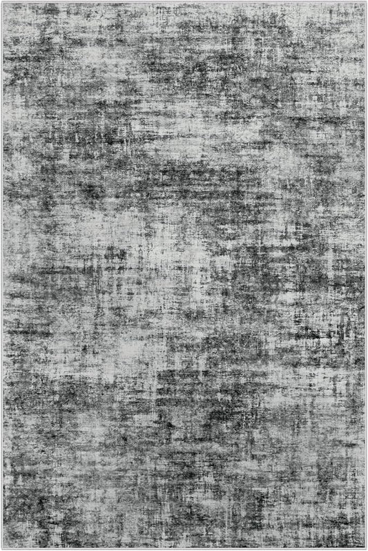9x12 Area Rugs Washable Rug: Modern Abstract Living Room Rug Soft Anti-Skid Thin Carpet Indoor Floor Non-Shedding Carpets for Bedroom Dining Room Farmhouse Nursery Home Office Black