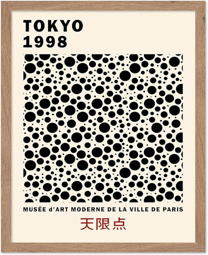 Poster Master Vintage Poster - Retro Pop Art Print - Gift for Artist, Friend - Black Dots, Tokyo, Ville de Paris, Modern, Abstract - Wall Decor for Home, Office, 16x20 Beige Framed