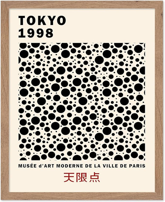 Poster Master Vintage Poster - Retro Pop Art Print - Gift for Artist, Friend - Black Dots, Tokyo, Ville de Paris, Modern, Abstract - Wall Decor for Home, Office, 8x10 Beige Framed