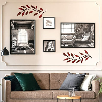 Zhengmy 2 Pieces Metal Tree Leaf Wall Decor Vine Olive Branch Leaf Wall Art Living Room, Hallway Wall Decor Outdoor Decoration(Autumn Color)