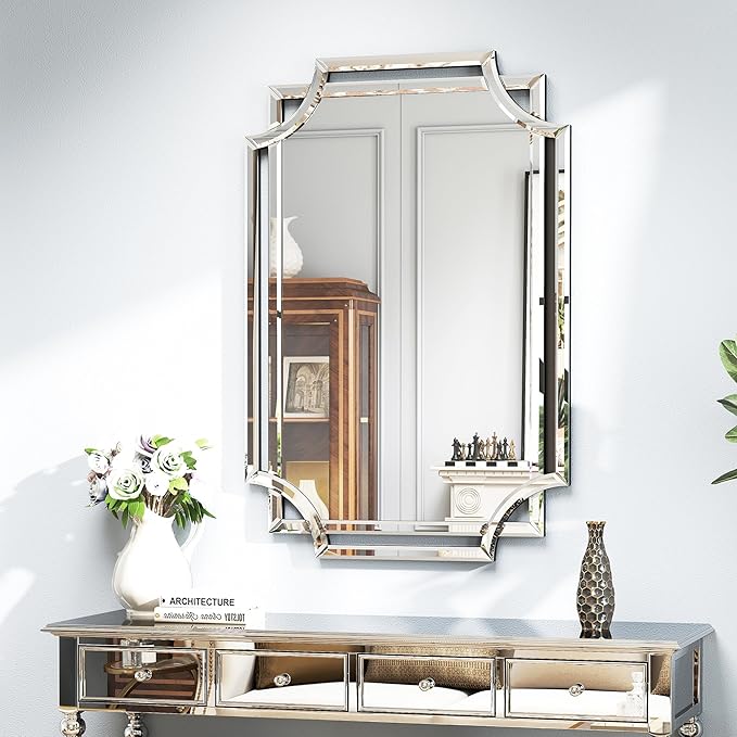 Chende 36" x 24" Rectangular Modern Decorative Wall Mirror with Beveled Edge Frame, Large Accent Mirror for Living Room, Bathroom, Bedroom, Dining Room, Hallway