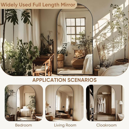 Full Length Mirror, 81"x41" Oversized Arched Mirror Large Standing Mirrors, Tall Mirrors Body Floor Mirror for Bedroom Living Room Aluminum Frame, Black